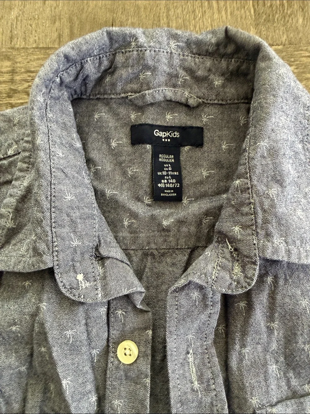GAP Men's Gray Palm-Print Lightweight Shirt Jacket